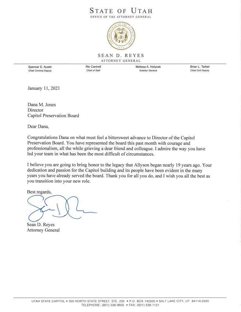 Letter to Dana Jones, Director CPB.